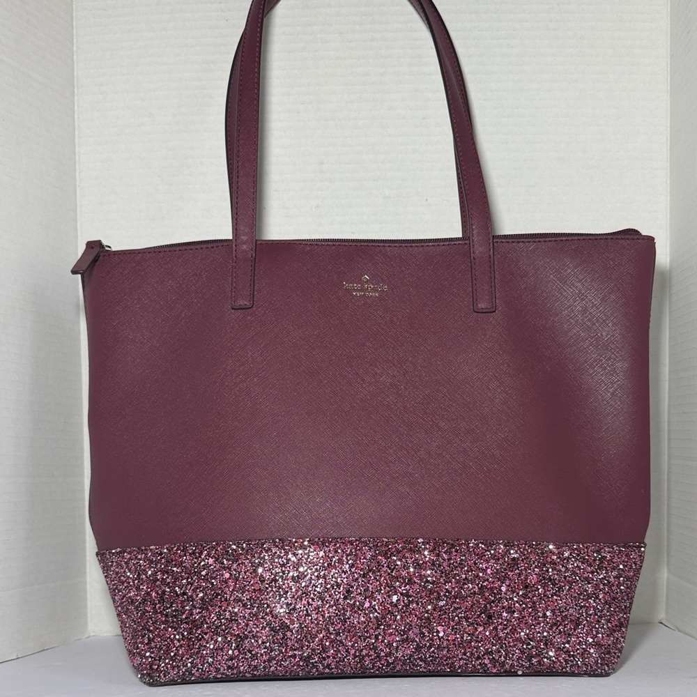 Kate Spade Maroon and Pink Glitter Shoulder Bag